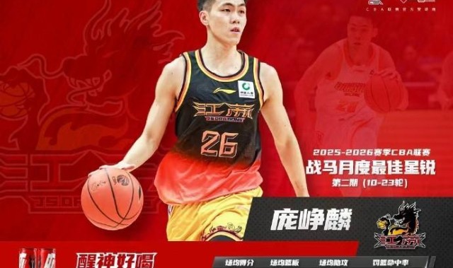 华体会体育-四次单场得分20+，庞峥麟蝉联CBA月度最佳星锐球员